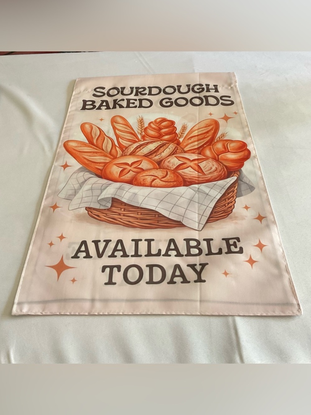 Sourdough Baked Goods Garden Flags  - Orange & Cream